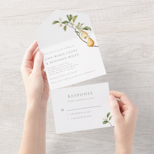 Invitación Todo En Uno Boda Rústico de Pears Botánico (desgarro)