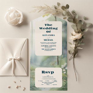 Invitación Todo En Uno Boda Rústico Elegante de la Selva Montaña