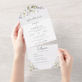Invitación Todo En Uno Boda Rústico Elegante Y Brillante De Boho RSVP