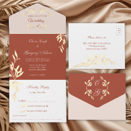 Invitación Todo En Uno Boda Rústico Floral Incansable