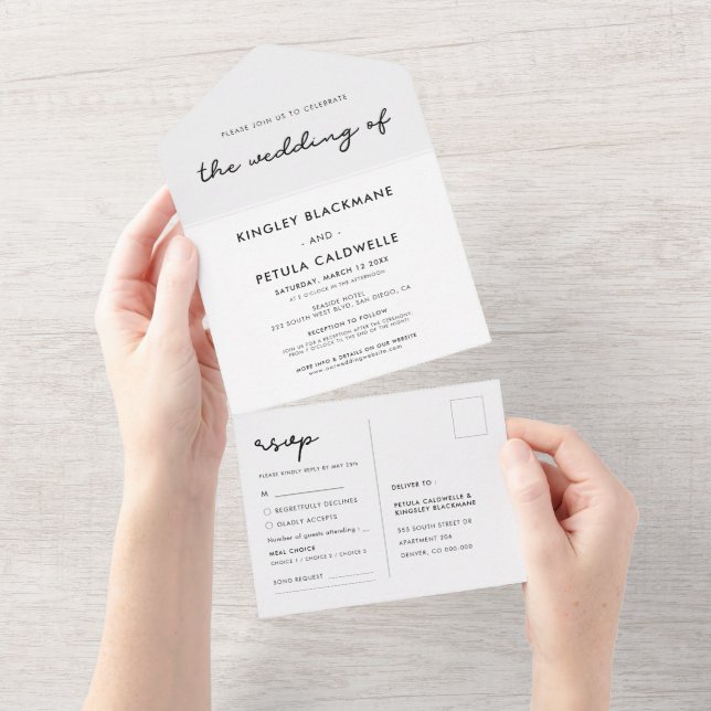 Invitación Todo En Uno Boda simple (desgarro)