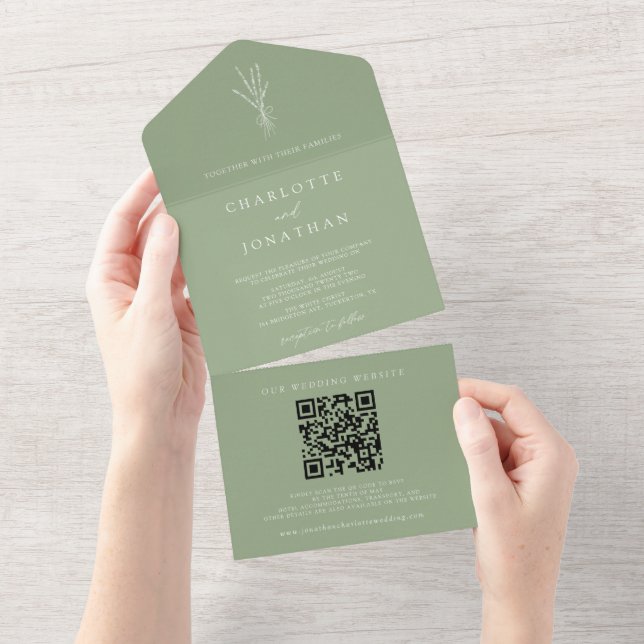 Invitación Todo En Uno Boda simple del sabio botánico (desgarro)