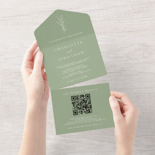 Invitación Todo En Uno Boda simple del sabio botánico