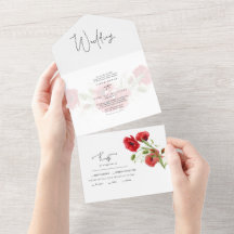 Boda Simple Floral Roja de Invierno