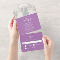 Boda simple monograma Lavanda Purple Photo