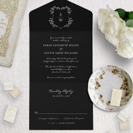 Invitación Todo En Uno Boda simple negro