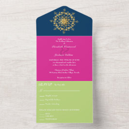 Invitación Todo En Uno Boda Summer Gold Mandala