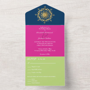 Invitación Todo En Uno Boda Summer Gold Mandala