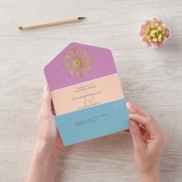 Invitación Todo En Uno Boda Summer Gold Mandala