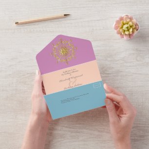 Invitación Todo En Uno Boda Summer Gold Mandala