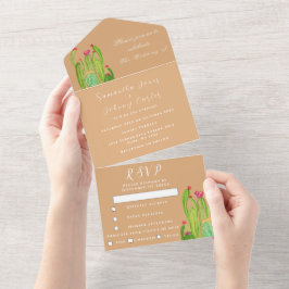 Invitación Todo En Uno Boda Terracotta Cactus Desierto México Arizona