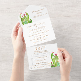 Invitación Todo En Uno Boda Terracotta Cactus Desierto México Arizona