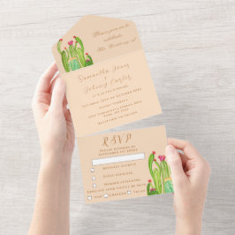Invitación Todo En Uno Boda Terracotta Cactus Desierto México Arizona