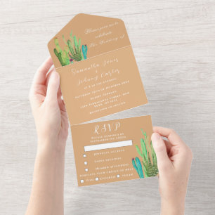 Invitación Todo En Uno Boda Terracotta Cactus Desierto México Arizona