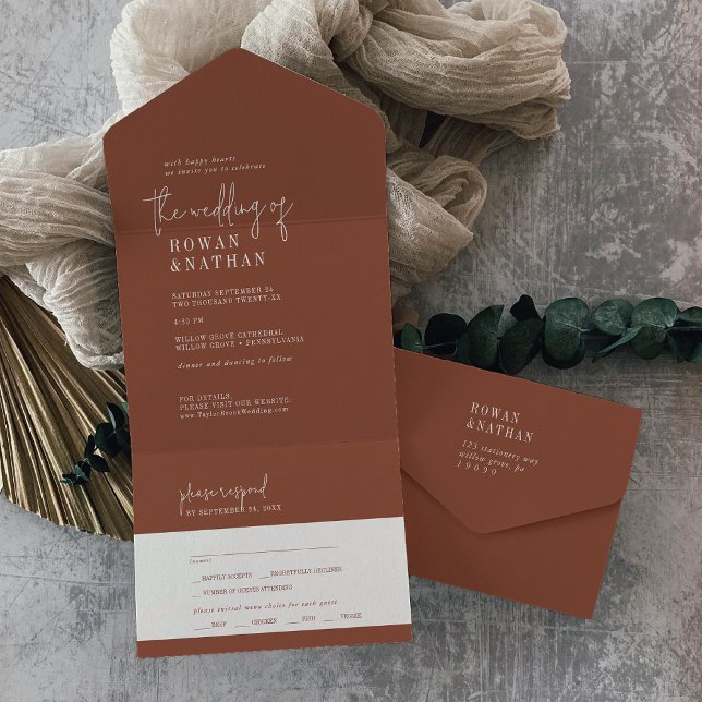 Invitación Todo En Uno Boda Terracotta de Moda moderna (Subido por el creador)