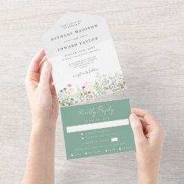 Invitación Todo En Uno Boda Todo En Uno Pradera Flor Silvestre