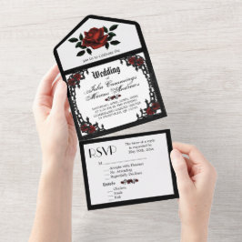Invitación Todo En Uno Boda Tri Fold RSVP del Barrio Gótico de Francia