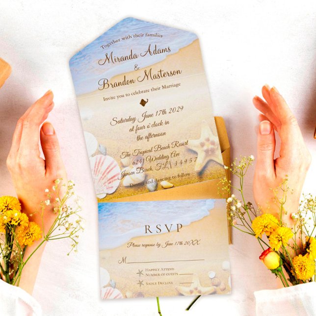 Invitación Todo En Uno Boda Tropical Beach Starfish Summer (Subido por el creador)