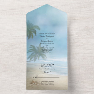 Invitación Todo En Uno Boda tropical de playa 