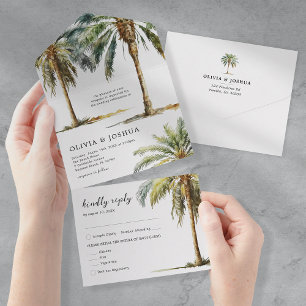 Invitación Todo En Uno Boda Tropical de Verano en la Playa