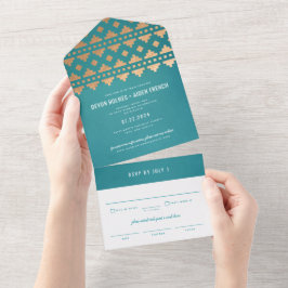 Invitación Todo En Uno Boda Turquoise Southwest Gleam