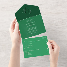 Invitación Todo En Uno Boda Verde Forestal de moda