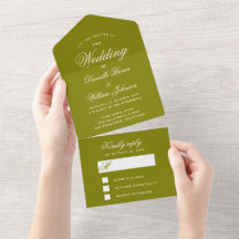 Boda Verde Oliva Caligrafía Elegante RSVP