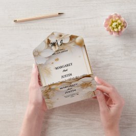 Invitación Todo En Uno Boda vinícola de navidades de invierno con flores 