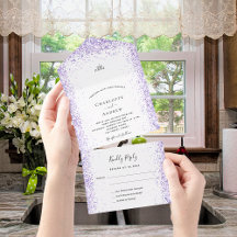 Boda Violet Lavender white confetti rsvp