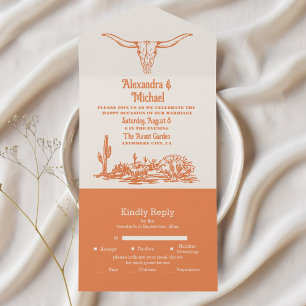 Invitación Todo En Uno Boda Western Ranch Country del Suroeste