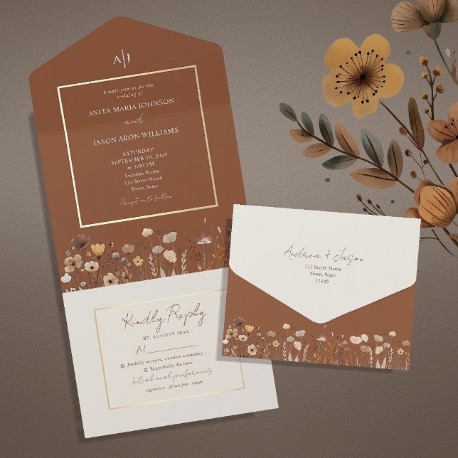 Invitación Todo En Uno Boda Wildflowers (Subido por el creador)