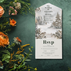 Invitación Todo En Uno Boda Winter Reverie