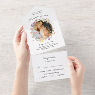 Invitación Todo En Uno Boda Wreath de Wildflower Garden