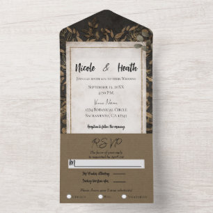 Invitación Todo En Uno Bodas de Bronce Otoñal Cuento de Hadas Hojas Botán