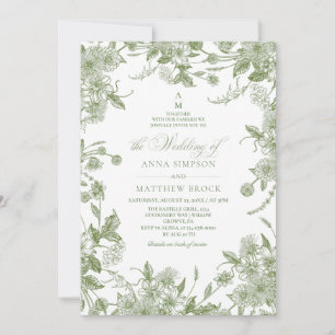Invitación Todo en uno Bodas de flores silvestres Sage francé