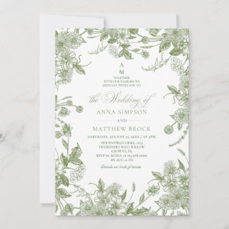 Invitación Todo en uno Bodas de flores silvestres Sage francé