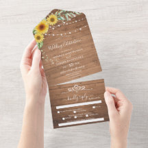 Bodas de girasoles rusos en una sola invitación