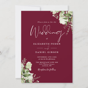 Invitación Todo en uno Bodas Florales de Verdor de Borgoña