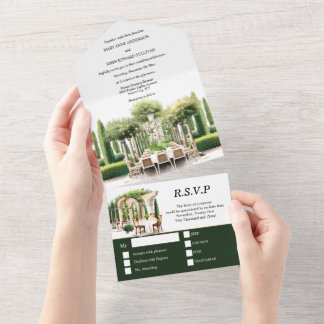 Invitación Todo En Uno Bodega vitícola comedor formal topiar de álamo