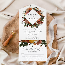 Invitación Todo En Uno Boho Autumn Floral Boda