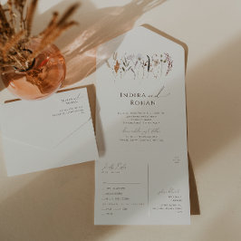 Invitación Todo En Uno Boho Autumn Wildflower Beige Casual Seal Y Send