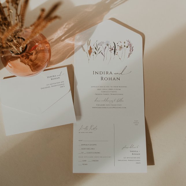 Invitación Todo En Uno Boho Autumn Wildflower Beige Casual Seal Y Send (Subido por el creador)