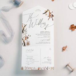 Invitación Todo En Uno Boho Autumn Wildflower | Boda del precinto y envío