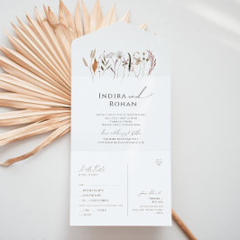 Invitación Todo En Uno Boho Autumn Wildflower | Sello Casual Y Envío