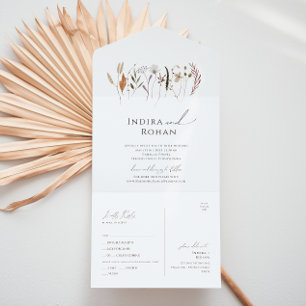 Invitación Todo En Uno Boho Autumn Wildflower Sello Casual Y Envío