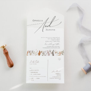 Invitación Todo En Uno Boho Autumn Wildflower Simple Casual Seal y Send