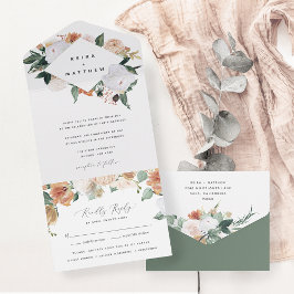 Invitación Todo En Uno Boho Blooms | Boda floral geométrico moderno