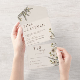 Invitación Todo En Uno Boho Boda Beige Botanical