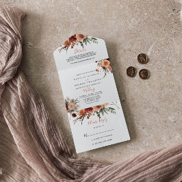 Invitación Todo En Uno Boho Boda Floral Otoño Botánico