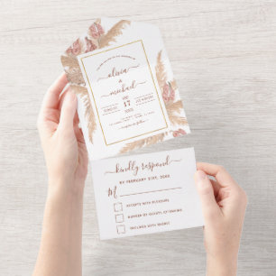 Invitación Todo En Uno Boho Boho Boho Bohemian Boho Tropical Wedding Pamp